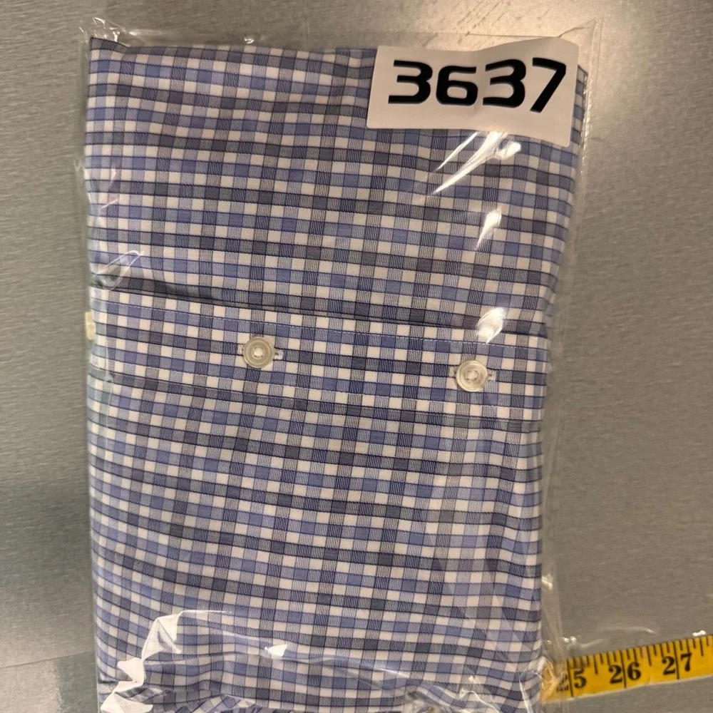 UNTUCKit Mens Small‎ Blue Gingham Check Wrinkle Free Cotton Button Down Shirt